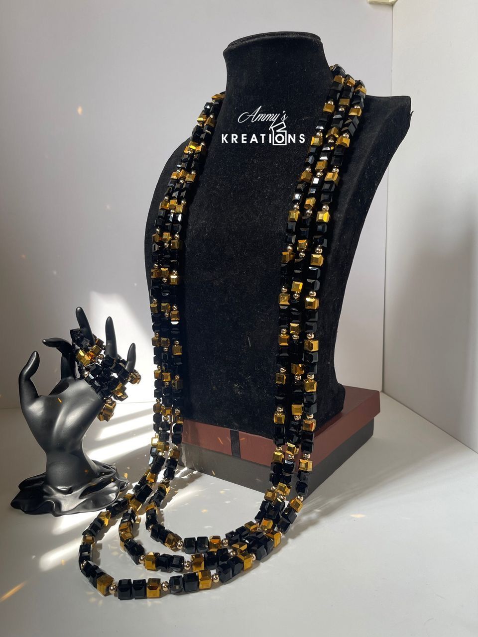 Black and Gold Male Sugar Bead Necklace