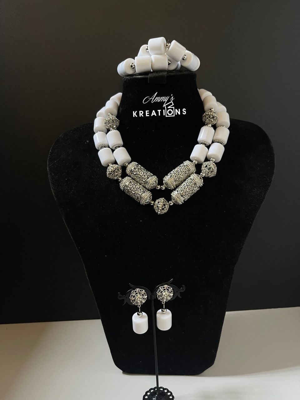 White Brazillian Bead Necklace